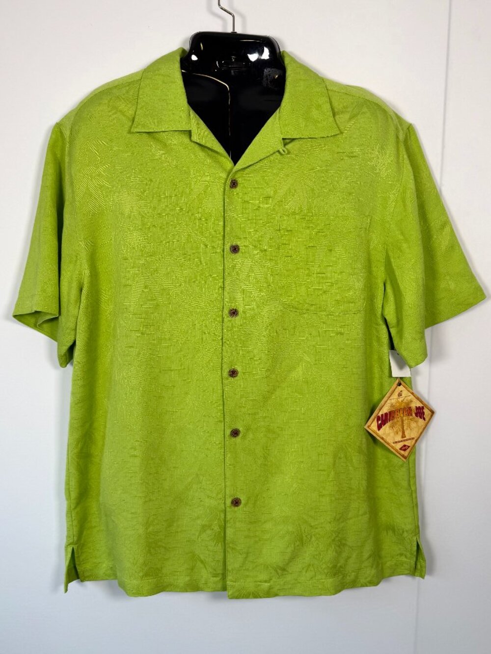 Caribbean Joe Men's Green Tropical Floral Short Sleeve Shirt - NWT - Size L